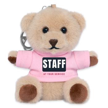 Staff Schriftzug Balken - Personal Mitarbeiter - Teddy Schlüsselanhänger - Rosa - Vorne
