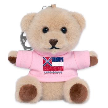 Mississippi Flagge Flagge USA Amerika Amerika - Teddy Schlüsselanhänger - Rosa - Vorne