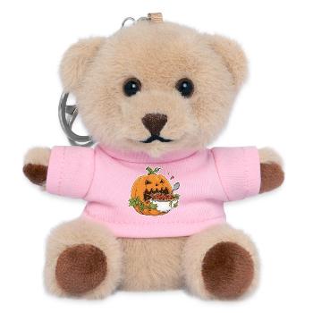 Citrouille d’Halloween avec des pâtes au design amusant - Porte-clés ourson - rose - Devant