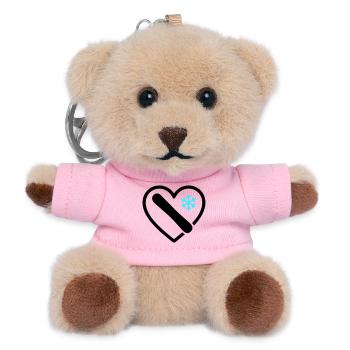 Snowboard Herz Berg Schnee Winter - Teddy Schlüsselanhänger - Rosa - Vorne