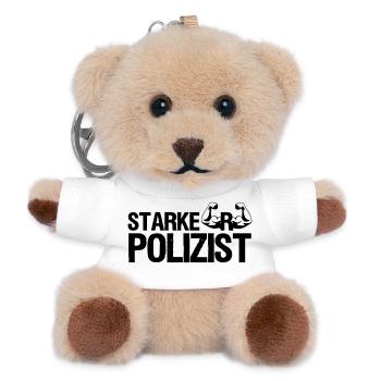 Starker Polizist, Polizei, Sprüche, Geschenk - Teddy Schlüsselanhänger - Weiß - Vorne