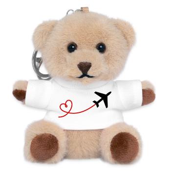 Airplane aviator with heart in black red - Teddy Keyring - white - Front