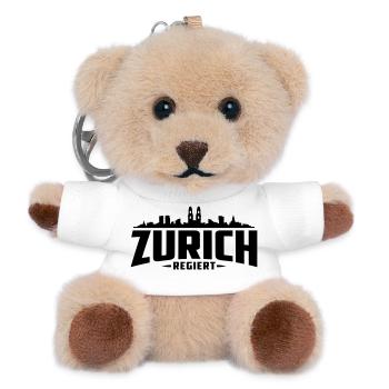 Zürich Regiert für Zürcher | Züri isch ois - Teddy Schlüsselanhänger - Weiß - Vorne