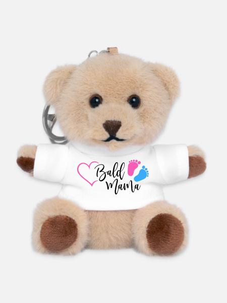 Bald Mama Baby Schwangerschaft Geburt Herz Mutter - Teddy Schlüsselanhänger - Weiß