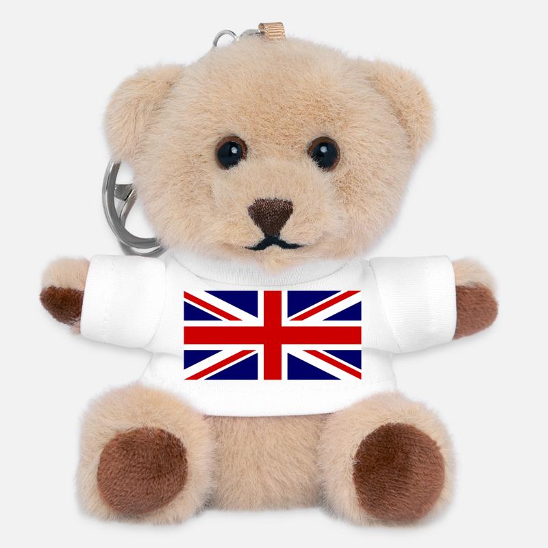 Drapeau de l’Union Jack – Style Pop Art - Porte-clés ourson - blanc