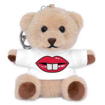 Buck teeth and red lips - Teddy Keyring - white - Front