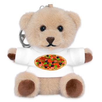 pizza - Teddy Schlüsselanhänger - Weiß - Vorne