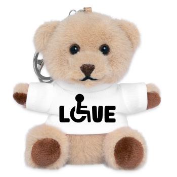 Amour en fauteuil roulant # - Porte-clés ourson - blanc - Devant