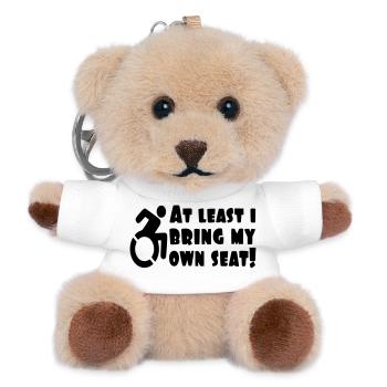 At least I bring my own wheelchair # - Teddy Keyring - white - Front