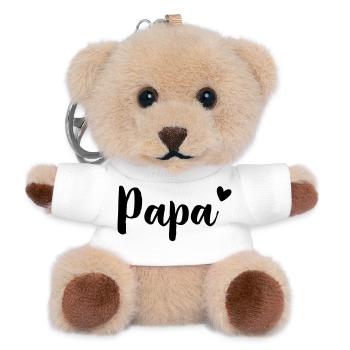 Papa Herz - Geschenkidee - Vatertag Geburtstag - Teddy Schlüsselanhänger - Weiß - Vorne