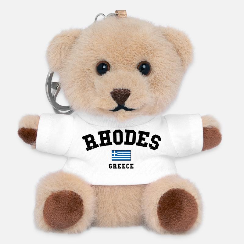 Rhodes Grèce – Motif de l’île et du drapeau - Porte-clés ourson - blanc