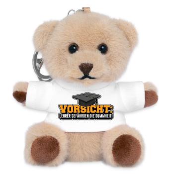 Vorsicht: Lehrer gefährden die Dummheit! - Teddy Schlüsselanhänger - Weiß - Vorne