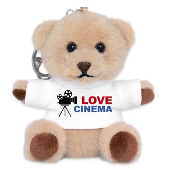 Love Cinema Typographie Rouge Bleu Audacieuse - Porte-clés ourson - blanc - Devant