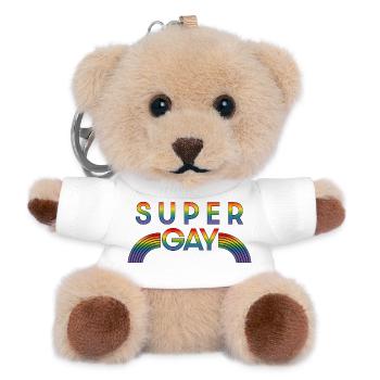 Regenbogen super gay LGBT lgbtqi queer - Teddy Schlüsselanhänger - Weiß - Vorne