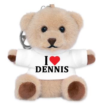 T-shirt J’adore Dennis t-shirt idée cadeau - Porte-clés ourson - blanc - Devant