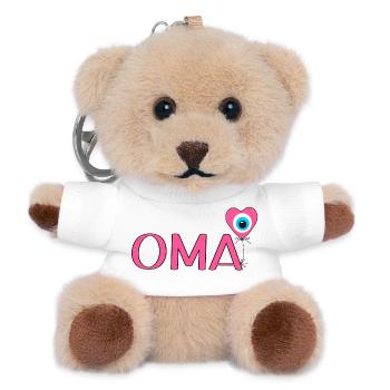 Oma mit Nazar Luftballon - Teddy Schlüsselanhänger - Weiß - Vorne