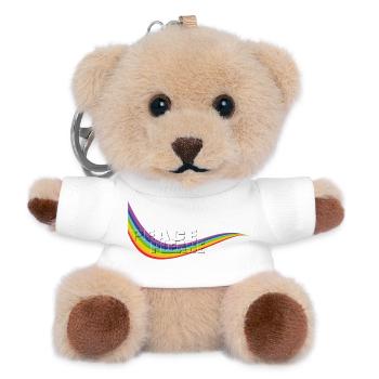 RAINBOW PEACE PLEASE transparent Typo - Teddy Schlüsselanhänger - Weiß - Vorne