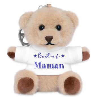 FÊTE DES MÈRES. BONNE FÊTE MAMAN. MAMAN. JE T'AIME - Porte-clés ourson - blanc - Devant