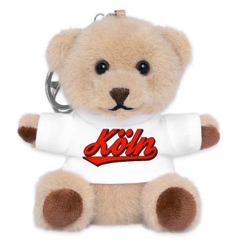 Köln Retro Script Logo Rot - Teddy Schlüsselanhänger - Weiß - Vorne