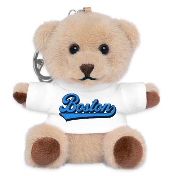 Boston Blue Script Retro - Teddy Keyring - white - Front