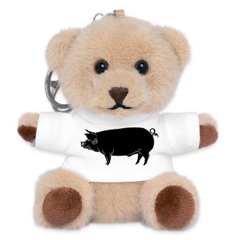 Schweinsschatten-Bild-Logo - Teddy Schlüsselanhänger - Weiß - Vorne