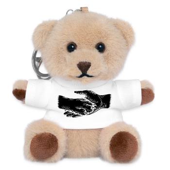 Dog and Master - Hand and Paw Silhouette - Teddy Keyring - white - Front