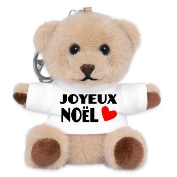 NOËL. JOYEUX NOËL. MERRY CHRISTMAS. NOUVEL AN - Porte-clés ourson - blanc - Devant
