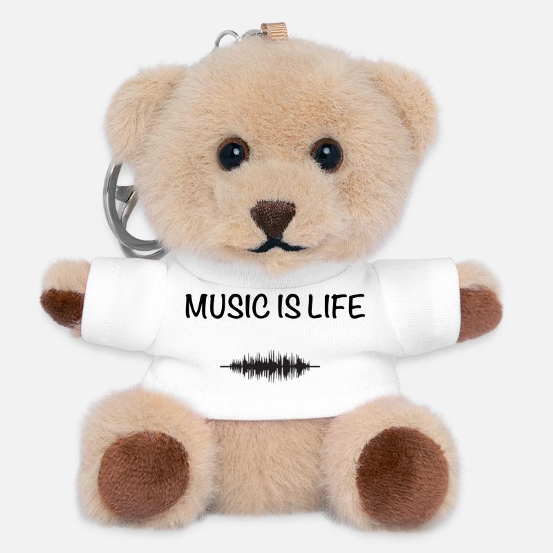 Music Is LIfe - Teddy Keyring - white