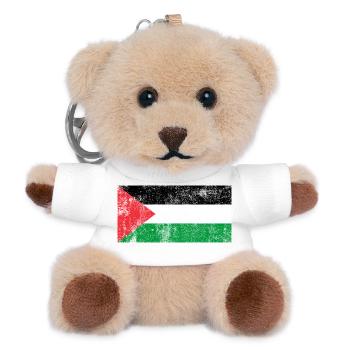 Palästina Flagge Fahne Grunge Retro Vintage - Teddy Schlüsselanhänger - Weiß - Vorne