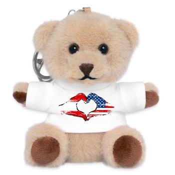 Austria USA heart shape with hands used - Teddy Keyring - white - Front