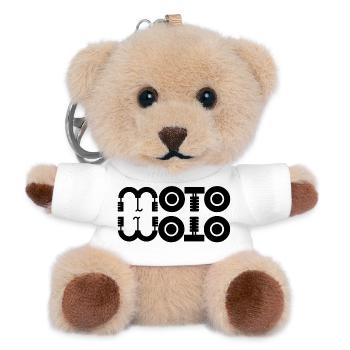 moto, fan de moto, logo moto, motard - Porte-clés ourson - blanc - Devant