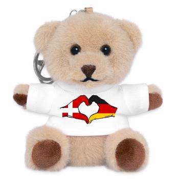 Denmark Germany Heart Shape with Hands - Teddy Keyring - white - Front