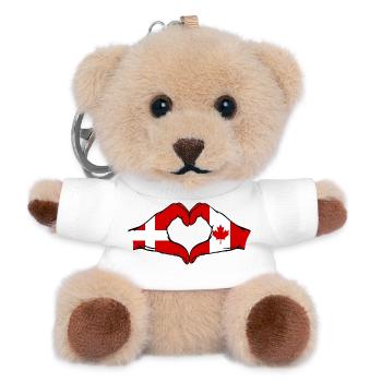 Denmark Canada Heart Shape with Hands - Teddy Keyring - white - Front