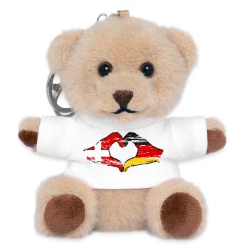 Denmark Germany Heart Shape with Hands Used - Teddy Keyring - white - Front