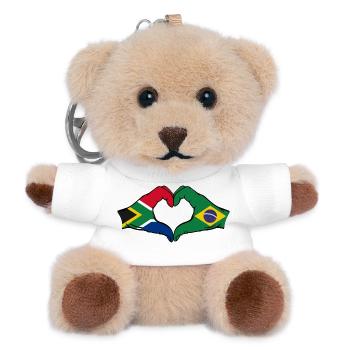 South Africa Brazil Flag Hands Heart Shape - Teddy Keyring - white - Front