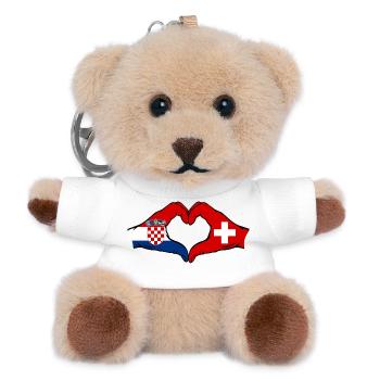 Croatie Suisse Drapeau Mains Coeur Forme - Porte-clés ourson - blanc - Devant