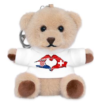 Croatie Suisse Drapeau Mains Coeur Forme Utilisé - Porte-clés ourson - blanc - Devant