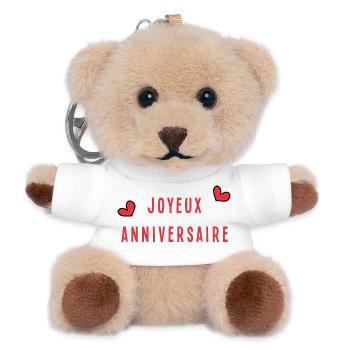 JOYEUX ANNIVERSAIRE. HAPPY BIRTHDAY. ANNIVERSAIRE. - Porte-clés ourson - blanc - Devant