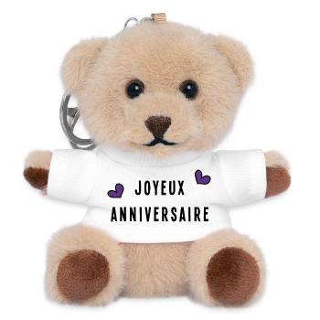 JOYEUX ANNIVERSAIRE. HAPPY BIRTHDAY. ANNIVERSAIRE. - Porte-clés ourson - blanc - Devant