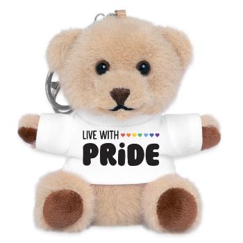 LGBTQ Pride Month - Live with Pride - Teddy Keyring - white - Front