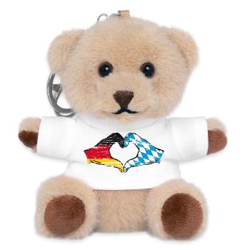 Germany Bavaria Flag Hands Heart Shape Used - Teddy Keyring - white - Front