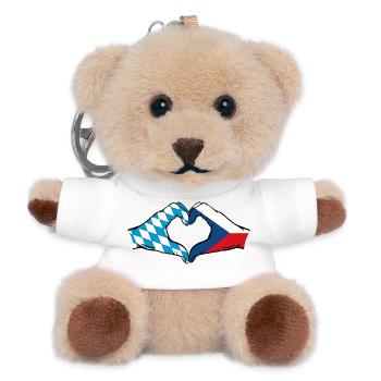 Bayern Tschechien Flagge Hände Herzform - Teddy Schlüsselanhänger - Weiß - Vorne