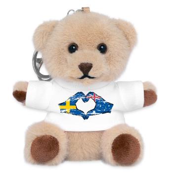 Suède Australie Drapeau Coeur Forme Utilisé - Porte-clés ourson - blanc - Devant