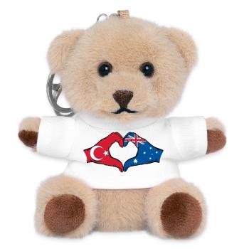 Turkey Australia Flag Heart Shape - Teddy Keyring - white - Front