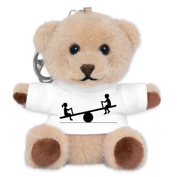 Playful motif of children on a seesaw - Teddy Keyring - white - Front