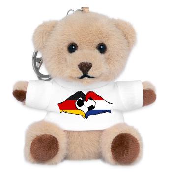 Germany Holland Football Flag Hands Heart Shape - Teddy Keyring - white - Front
