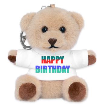 ANNIVERSAIRE. HAPPY BIRTHDAY. JOYEUX ANNIVERSAIRE - Porte-clés ourson - blanc - Devant