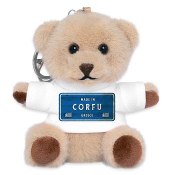 Corfu Greece vintage sign - Teddy Keyring - white - Front