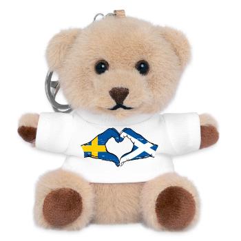 Schweden Schottland Hände Herzform used - Teddy Schlüsselanhänger - Weiß - Vorne