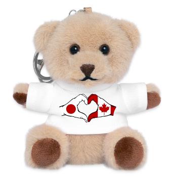 Japan Canada Hands Heart Shape - Teddy Keyring - white - Front
